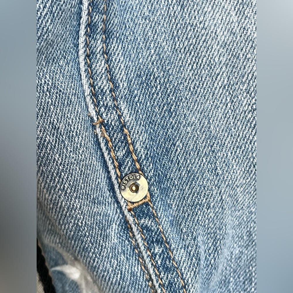 Pistola Brando Star Embroidery Cropped Denim Jacket Zodiac Wash - S - Picture 14 of 14
